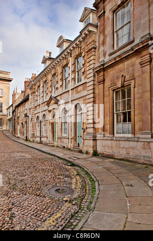 Kopfsteinpflaster und georgianischen Architektur in Stamford, Lincolnshire, UK Stockfoto