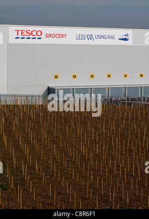 Tesco Lager Neuentwicklung, DIRFT, Crick, Northamptonshire, Großbritannien Stockfoto