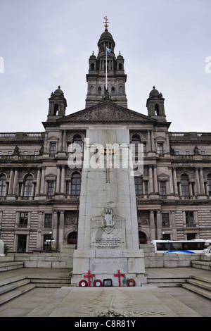 Kriegerdenkmal vor Glasgow City Chambers Stockfoto