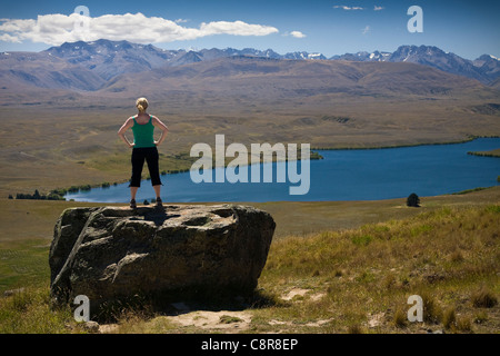 Mit Blick auf Lake Tekapo, Neuseeland Stockfoto