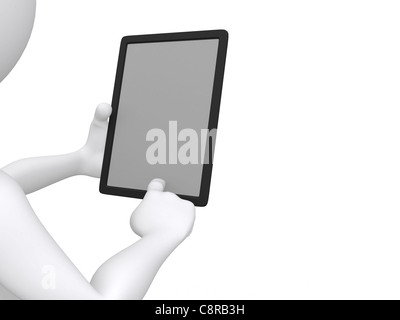 Geschäftsmann, arbeiten an Ipad - 3d illustration Stockfoto