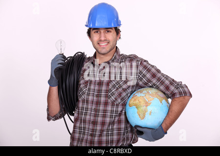 Begierig Elektriker Installation von elektrischen Anlagen im Ausland Stockfoto