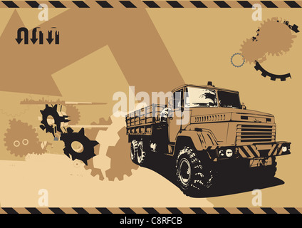 Oldtimer LKW im Grunge-Stil im städtischen Hintergrund Stockfoto