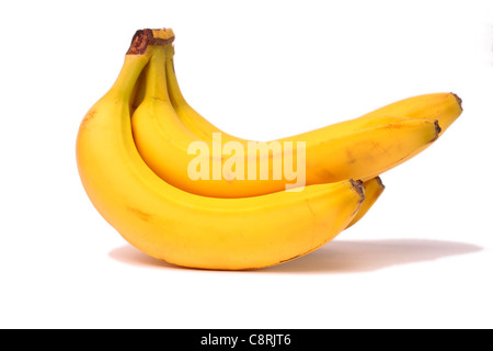 Frische Bananen isoliert auf weißem Hintergrund Stockfoto