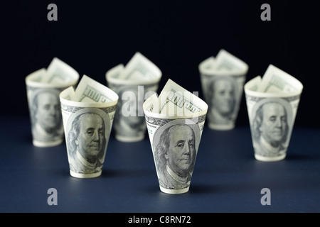 Amerikanischen Banknoten in Glasform Stockfoto