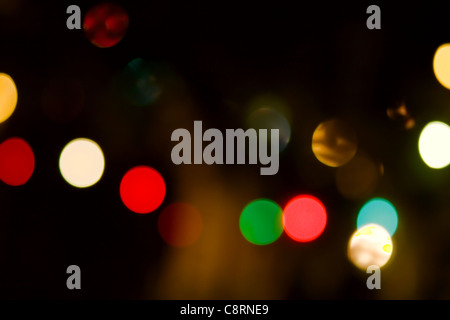 Aus Fokus Lichtspots in verschiedenen Farben Stockfoto