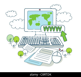 Konzept von E-Learning am computer Stockfoto
