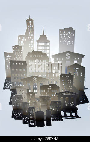 Architekturmodell Stadt, erhöhte Ansicht Stockfoto