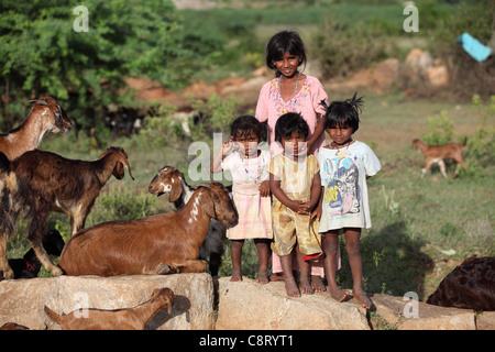 Niedrigere Kaste-Familie in Andhra Pradesh in Indien Stockfoto