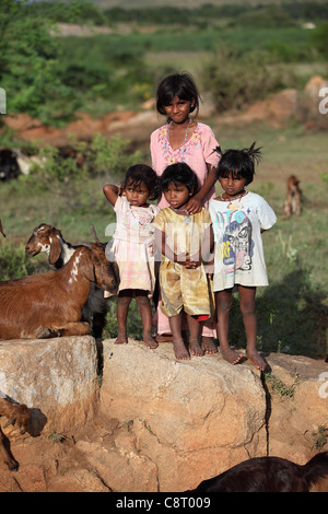 Niedrigere Kaste-Familie in Andhra Pradesh in Indien Stockfoto