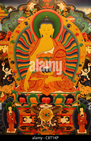 Buddhas Leben Thangka aus Nepal Stockfoto