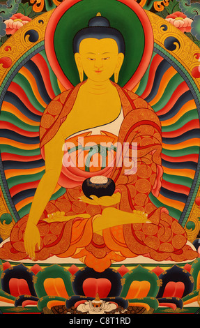 Buddhas Leben Thangka aus Nepal Stockfoto