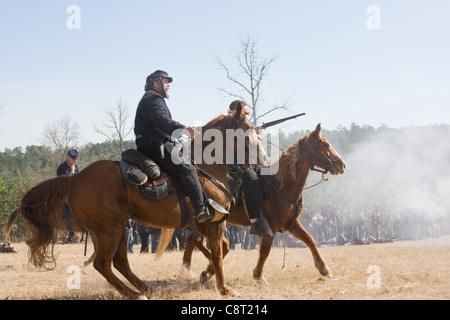 Kavallerie Reitern im revolutionären Krieg Reenactment Stockfoto