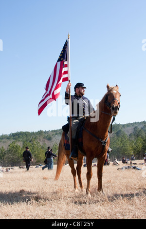 Kavallerie Reitern im revolutionären Krieg Reenactment Stockfoto