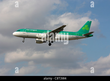 Flugreisen. Aer Lingus Airbus A320 Jet Passagierflugzeug auf Ansatz Stockfoto