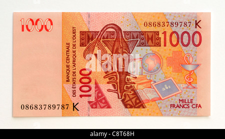 Senegal 1000 ein tausend Franken Banknote. Stockfoto