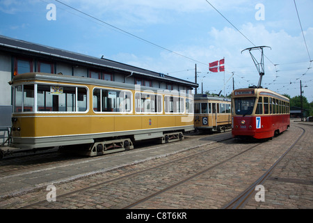 Alte Straßenbahn in Skjoldenaesholm Triebwagen Museum. Ringsted. Dänemark Stockfoto