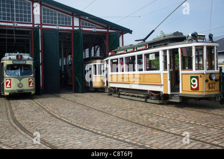 Alte Straßenbahn in Skjoldenaesholm Triebwagen Museum. Ringsted. Dänemark Stockfoto