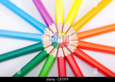 Große Gruppe von Multi-Colored Pencils In A Circle Stockfoto