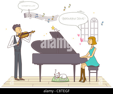 Mann und Frau Musikinstrument zu spielen Stockfoto