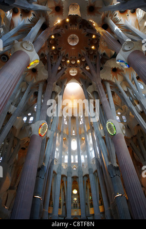 Altar der Kirche Sagrada Familia oder Expiatory Kirche der Heiligen Familie. Barcelona, Katalonien, Spanien. Stockfoto