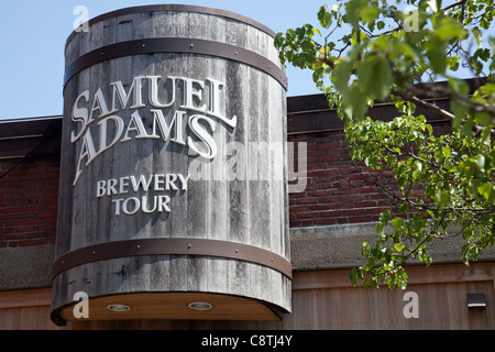 Samuel Adams Brauereibesichtigung Zeichen in Boston, Massachusetts Stockfoto