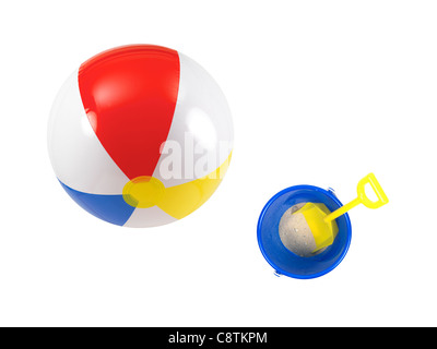 Eine konzeptionelle Strand Bild mit sortierten Strandzubehör Stockfoto