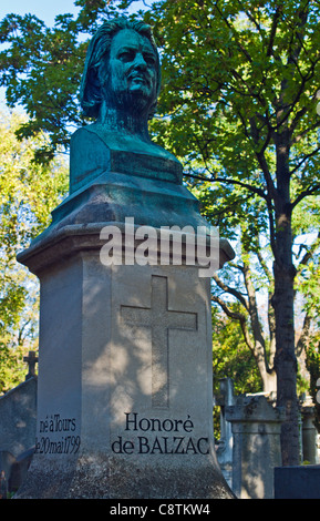 Paris, Honoré de Balzac Tombe auf dem Friedhof Pére Lachaise Stockfoto