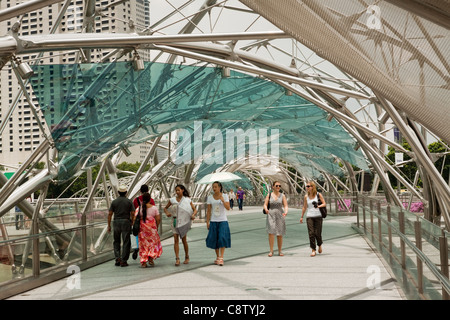 Die Helix-Brücke die Welt zuerst gebogen Doppel-Helix-Brücke, Singapur Stockfoto