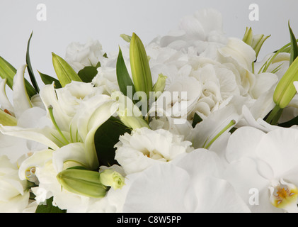 Eine Nahaufnahme von einem bunten Blumenstrauß weiße Stockfoto