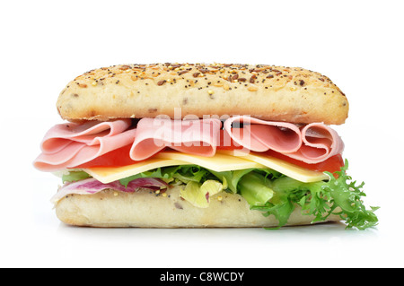 Große Sub Sandwich isoliert auf weiss Stockfoto