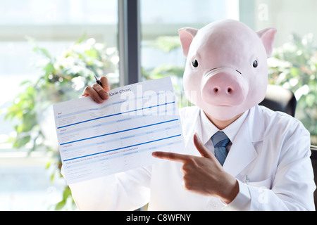 Pig Head Ernährungsberaterin Ernährung Diagramm zeigt Stockfoto