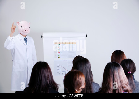 Pig Head Ernährungsberaterin Unterweisung der Patienten Stockfoto