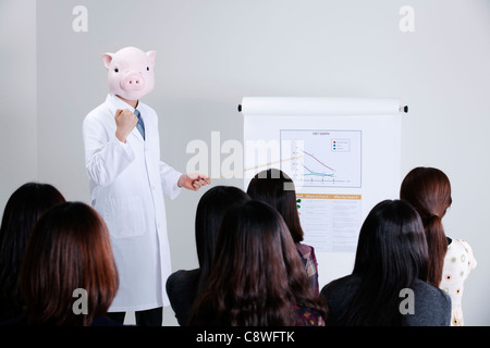 Pig Head Ernährungsberaterin Unterweisung der Patienten Stockfoto