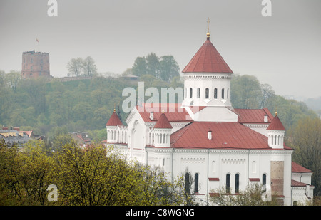 Kathedrale von der Theotokos und Gediminas Turm in Vilnius, Litauen. Stockfoto