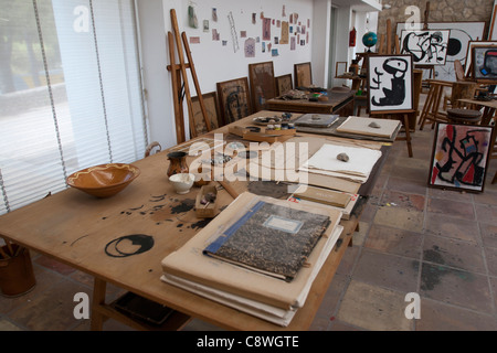 Mallorca Mallorca Balearen Spanien Miro Stiftung Museum innen Atelier Künstler Atelier malen Stockfoto