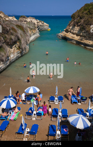 Einsamen Strand an der Canal d ' Amour, Peroulades, in der Nähe von Sidari, Korfu, Griechenland Stockfoto