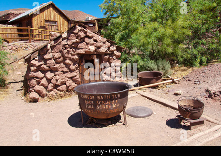 Chinesische Badewanne, Calico Ghost verlassene Minenstadt, Yermo, San Bernardino County, Kalifornien, USA Stockfoto