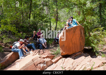 Mittagspause auf einer Wanderung Stockfoto