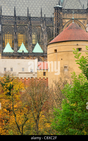 Prag, Tschechische Republik. Blick auf die Burg von den königlichen Gärten / Kralovska Zahrada. Herbst - Oktober Stockfoto