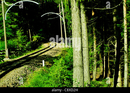 Eisenbahn in sonnigen Sommertag In ritten, Italien, Südtirol Stockfoto