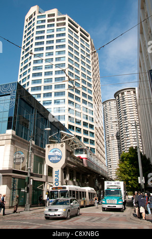 Monorail Seattle Stadt Washington State Vereinigte Staaten Stockfoto