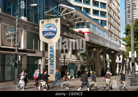 Monorail Seattle Stadt Washington State Vereinigte Staaten Stockfoto