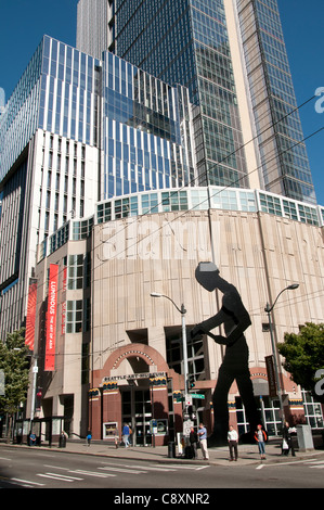 Seattle Art Museum Metall Hammering Man Washington State Vereinigte Staaten Stockfoto