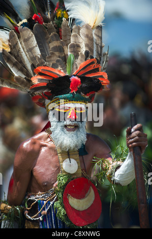 Stammes-Darsteller aus Hagen im Sing-Sing - Mt Hagen zeigen in Western Highlands-Papua-Neuguinea Stockfoto