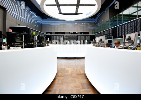 Handelssaal der Börse Frankfurt, Hessen, Deutschland. Stockfoto