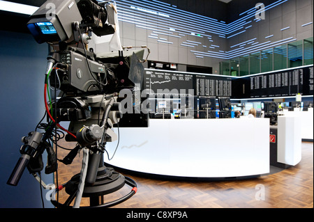 Handelssaal der Börse Frankfurt, Hessen, Deutschland. Stockfoto