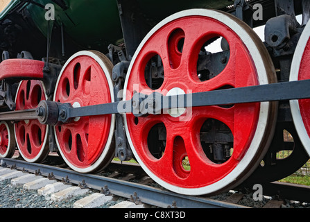 Alten Dampf-Lokomotive-Räder Stockfoto