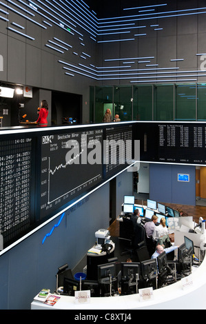 Handelssaal der Börse Frankfurt, Hessen, Deutschland. Stockfoto