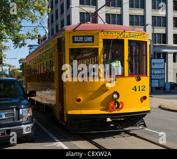 Fluss-Schiene-Straßenbahn in der Innenstadt von Little Rock, Arkansas, USA Stockfoto